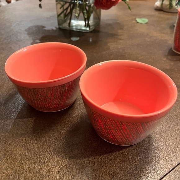 Set of Vintage MCM Raffia Ware 1950s in Coral Pink - Picture 8 of 13